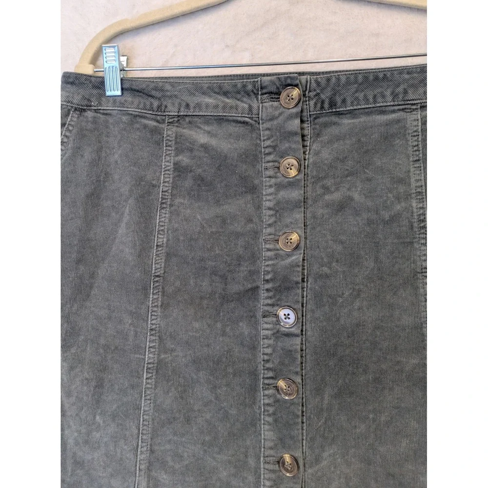 Maurices Womens Gray Corduroy‎ Button Front A Line Mini Skirt Size 14W